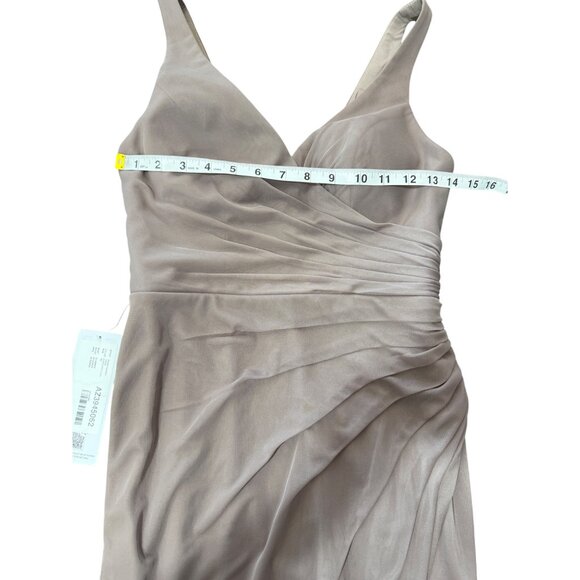 Azazie Leandra Mermaid Pleated Mesh Dress Bridesmaid Gown Hazelnut Pink Sz 2 NEW - Picture 6 of 10